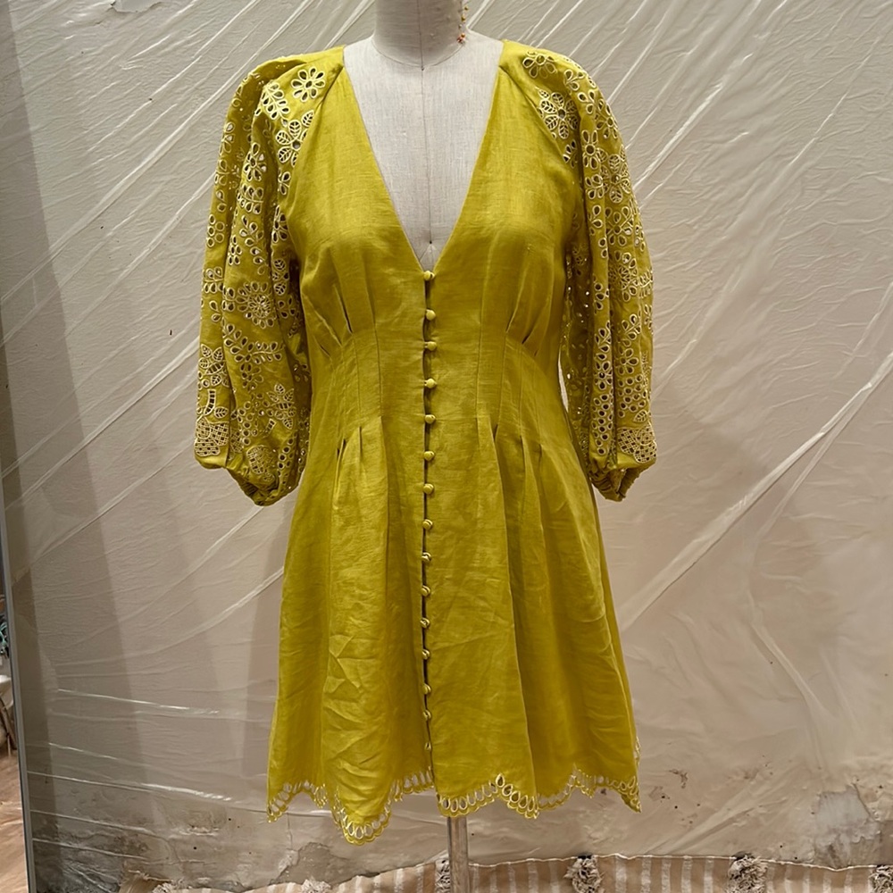 Nicholas embroidered linen dress size 4